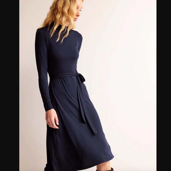 BODEN Alberta Jersey Midi Dress Navy NWT - Picture 1 of 12